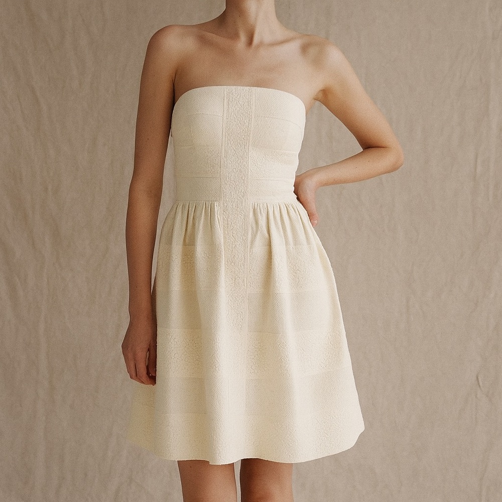 BCBGMaxAzria Rose Whisper Dorothea Strapless Lace Dress Size 2